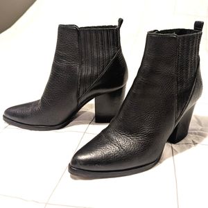 Marc Fisher Alva Black Leather Ankle Boots Booties Women's Size 8M